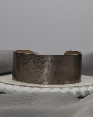 Big Bend Saddlery Sterling Hammered Cuff Bracelet 52.7G / 7.7in/ 25.7mm N1486